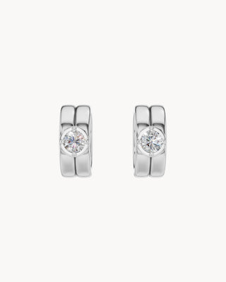 ANNA No. 3 | Chunky Double Band Gold Hoops With Diamonds
