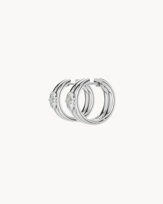 ANNA No. 3 | Chunky Double Band Gold Hoops With Diamonds