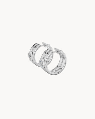 ANNA No. 3 | Chunky Double Band Gold Hoops With Diamonds